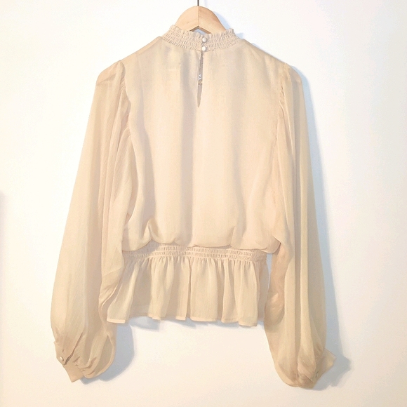 A. Calin By Flying Tomato Boho Sheer Peplum Blouse - Picture 2 of 10